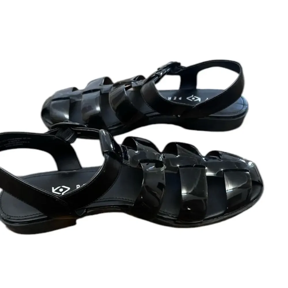 ^NWOT KATY PERRY The Geli Fisherman Sandal in Black - Sz 8.5